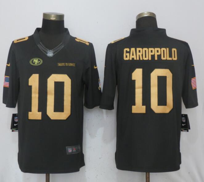 Men San Francisco 49ers #10 Garoppolo Gold Anthracite Salute To Service Nike Limited NFL Jerseys